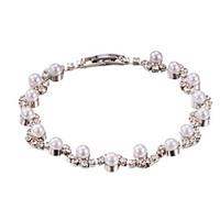 Pearl Rhinestone Crystal Tennis Bracelet Jewelry (One Size for All)