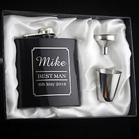 Personalized 3-pieces Stainless Steel Hip Flasks 6-oz Flask Gift Set