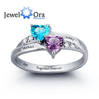 Personalized Double Heart Ring 925 Sterling Silver Classic Cubic Zirconia Ring For Women