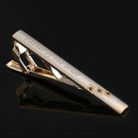 Personalized Tie Clips Men\'s Metal Necktie Bar Gold Plated Crystal Formal Dress Shirt Wedding Custom Engraved Tie Clip