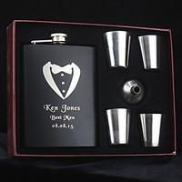 Personalized Stainless Steel Hip Flasks 8-oz Flask Set 6 pieces