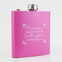 Personalized Stainless Steel Hip Flasks 6-oz Pink Flask Gift
