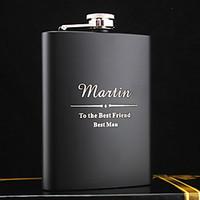 Personalized Stainless Steel 8-oz Black Hip Flasks