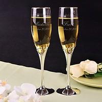 Personalized Toasting Flutes - Hollow Heart