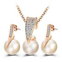 Pearl Jewelry 1 Necklace 1 Pair of Earrings Wedding Party Special Occasion Daily Casual Alloy 1set Gold Wedding Gifts