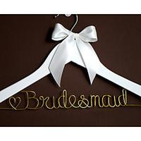 Personalized Custom Wedding Dress Hanger with Gold Wire Names for Bridesmaid or Groomsman