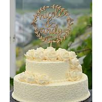 Personalized Linden Wood Wedding Cake Topper with Couples First Names