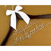 Personalized Wedding Hanger Custom Wedding Dress Hanger with Bride Name Date cherry hanger white bow