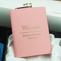 Personalized Stainless Steel 8-oz Pink Hip Flasks