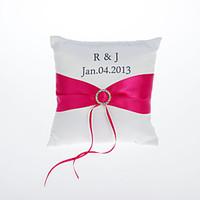 Personalized Ring Pillow With Sash Coral Wedding