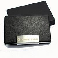 personalized business card holder with red leatherette cover