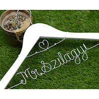 Personalized Wedding Dress Hanger with Heart Shape, Custom Bridal Bridesmaid hanger, Wire Name Hanger WH006