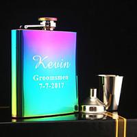 Personalized 3-pieces Stainless Steel Hip Flasks 6-oz Color plating Flask Gift Set