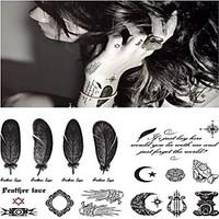 Personality Musical Instruments Moon Feather Tattoo Stickers Temporary Tattoos(1 pc)
