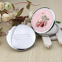 Personalized Floral Chrome Compact Mirror Favor