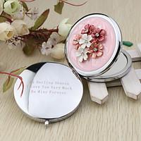 Personalized Spring Flower Chrome Compact Mirror Favor
