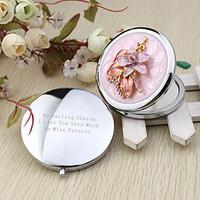 Personalized Nice Flower Chrome Compact Mirror Favor