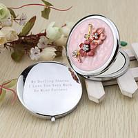 Personalized Pertty Flower Chrome Compact Mirror Favor