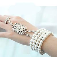 Pearl Rhineston Bracelet Wrist Corsage Ring for Party Wedding (1 pc)