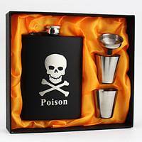 personalized stainless steel 8 oz black flask set hip flasks skull