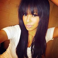 Peruvian Virgin Straight Hair Full Lace Wigs With Frontal Big Bangs 100% Full Lace Human Hair Wigs For Black Women