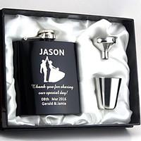 Personalized 3-pieces Stainless Steel Hip Flasks 6-oz Flask Gift Set