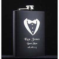 Personalized Stainless Steel 8-oz Black Flasks