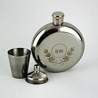 Personalized 3-pieces Stainless Steel Hip Flasks 5-oz Silver Flask Gift Set