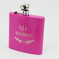 Personalized Stainless Steel Hip Flasks 6-oz Fuchsia Flask