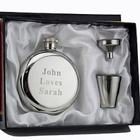 Personalized 3-pieces Stainless Steel Hip Flasks 5-oz Flask Gift Set