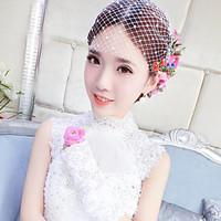 pearl tulle net headpiece wedding birdcage veils 1 piece