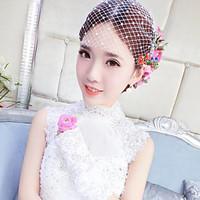 Pearl Tulle Net Headpiece-Wedding Birdcage Veils 1 Piece