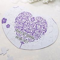 Personalized Heart Shaped Jigsaw Puzzle - Floral Print