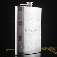 Personalized Stainless Steel 10-oz Silver Hip Flasks