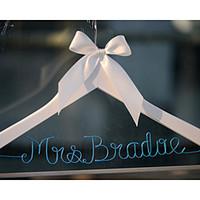 Personalized Custom Wedding Dress Hanger with Blue Wire Name