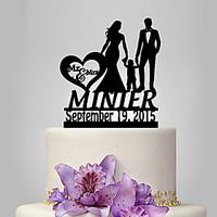 Personalized Acrylic Couple And One Boy Wedding Cake Topper