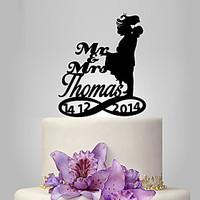 Personalized Acrylic Bride And Groom Kiss Wedding Cake Topper