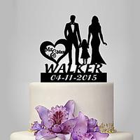 Personalized Acrylic Couple With One Girl Wedding Cake Topper