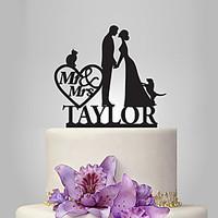 Personalized Acrylic Couple And Cat Dog Wedding Cake Topper