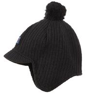 Peaked Kids Bobble Hat - Black quality kids boys girls