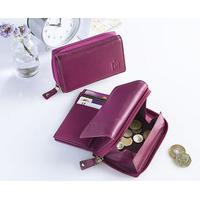 personalised ladies leather coin tray purse purple leather