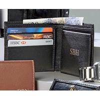 Personalised Men?s Napa Leather Bi-Fold Wallet With RFID Protection, Leather