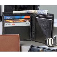 Personalised Men?s Napa Leather Bi-Fold Wallet With RFID Protection, Leather