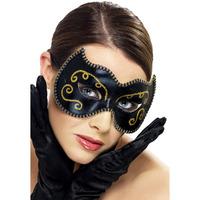 persian eyemask black with glitter effect and braided edge