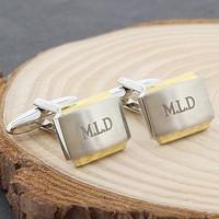Personalised Gold Rimmed Cufflinks