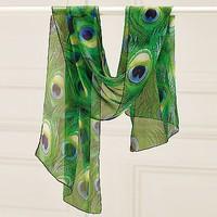 peacock feathers silk scarf