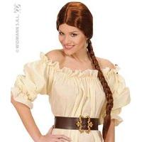 peasant w plait brown wig for fancy dress costumes outfits accessory