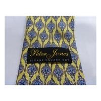 Peter Jones Silk Tie Sunflower Yellow With Blue Design