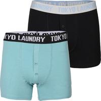 perth boxer shorts in black dusty turquoise tokyo laundry