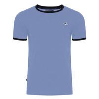 Petersham Contrast Trim Ringer T-Shirt in Placid Blue  Le Shark